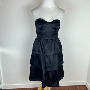 J. Crew Collection Silk Ruffle Corset Strapless Black Mini Dress Size 6